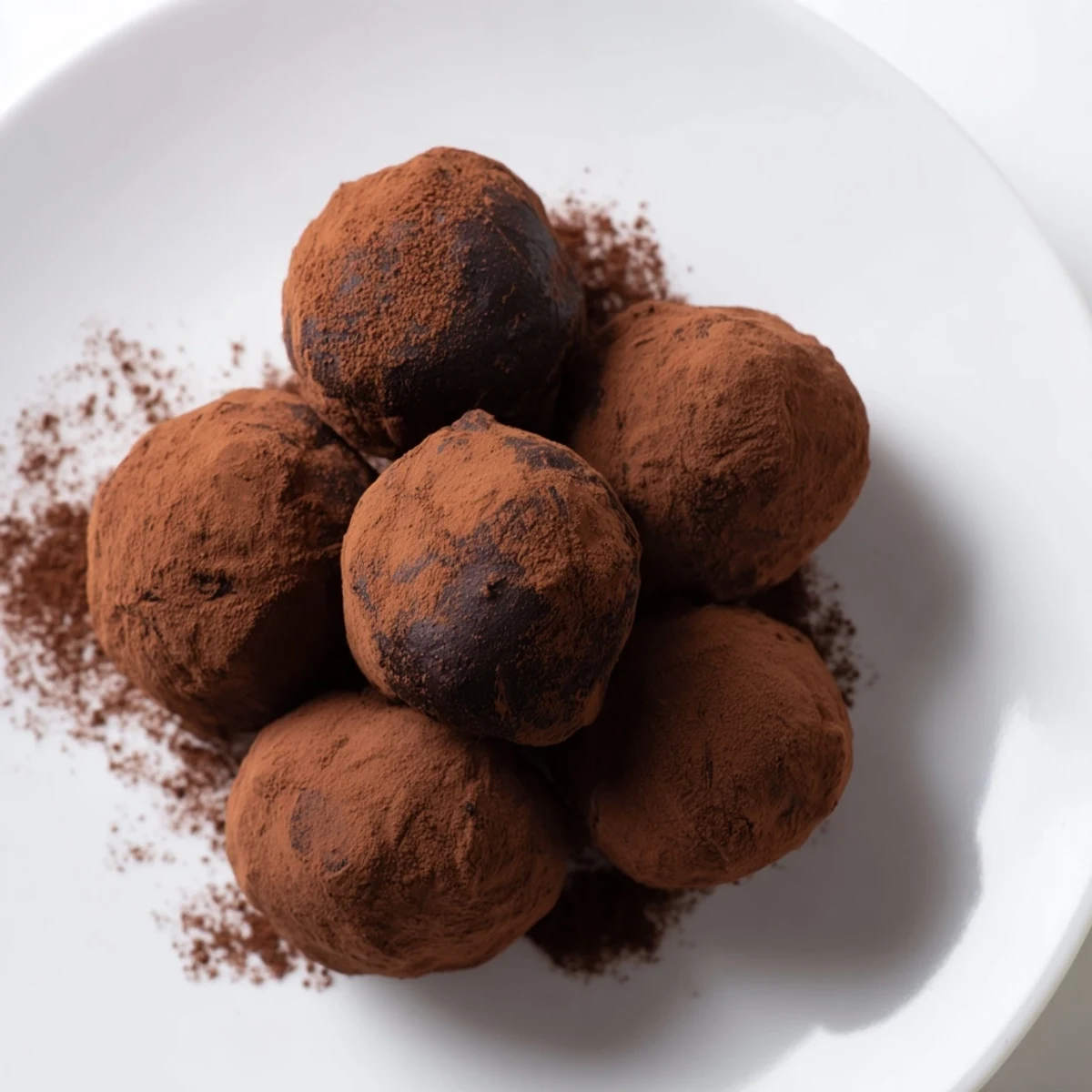 A close-up of decadent Dark Chocolate Truffles, perfect for a cozy night in, rich and smooth.