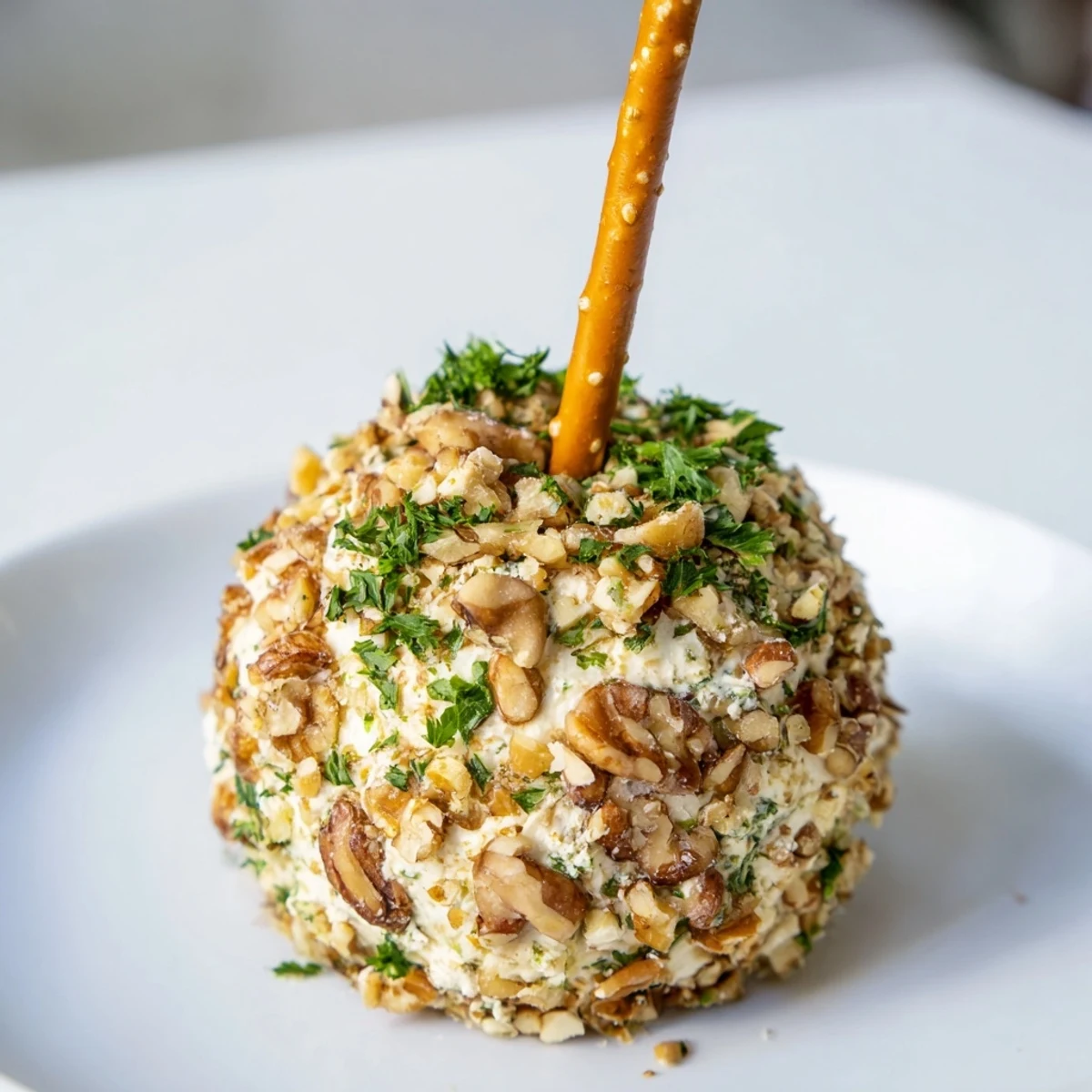 Champagne cork cheese balls, coated in nuts, ready to serve for a festive celebration appetizer.