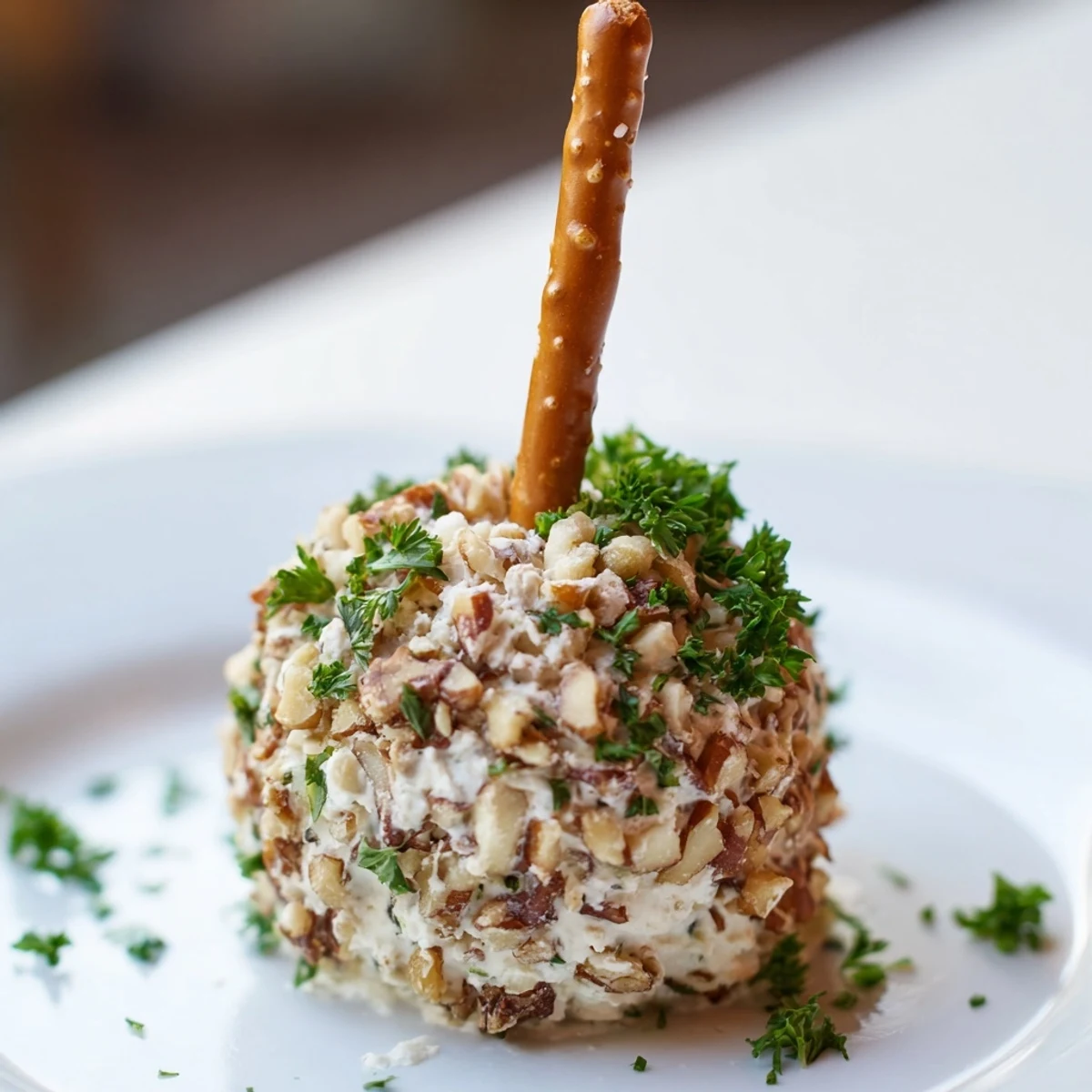 Delicious Champagne cork cheese balls, perfect party food, with pretzel "corks" ready to be enjoyed.