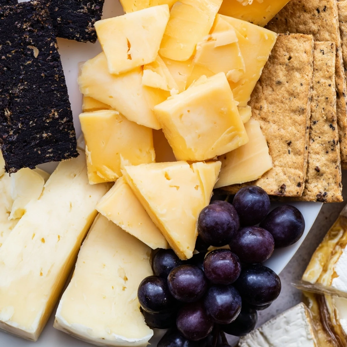 A spooktacular The Ghostly Outline Halloween Charcuterie Board overflowing with cheese, fruits, and meats ready to be enjoyed.