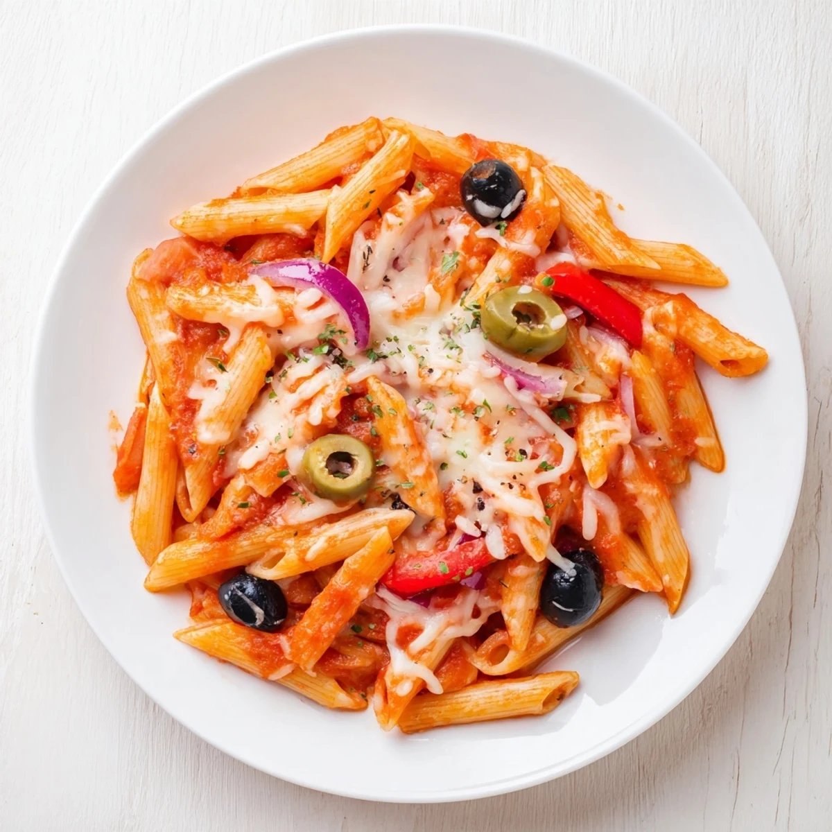 Cheesy, delicious One-Pot Pizza Pasta Express, a quick and easy family-friendly dinner option.