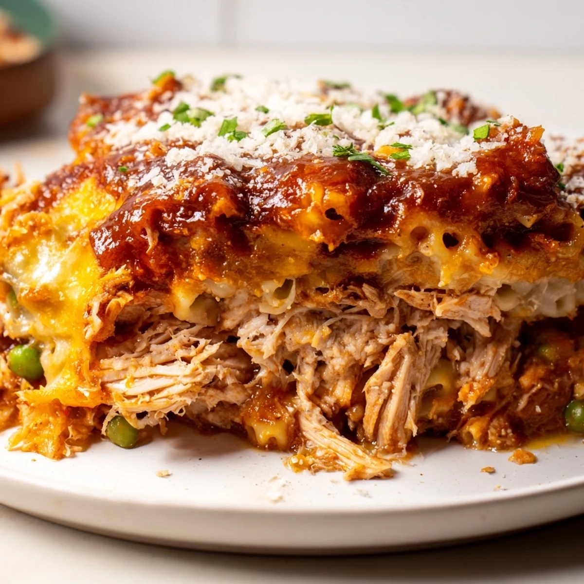 Enjoy a steaming bowl of Moist Maker Pasta Casserole, with a rich gravy center, delicious for dinner.