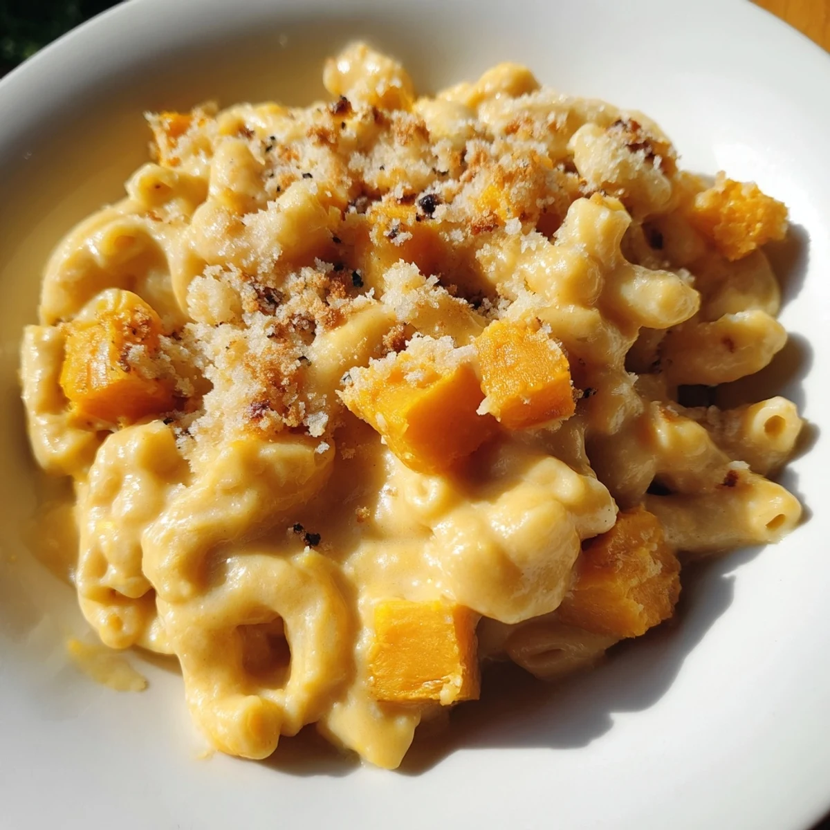 Golden, bubbly Butternut Squash Mac and Cheese, a comforting vegetarian main dish recipe.