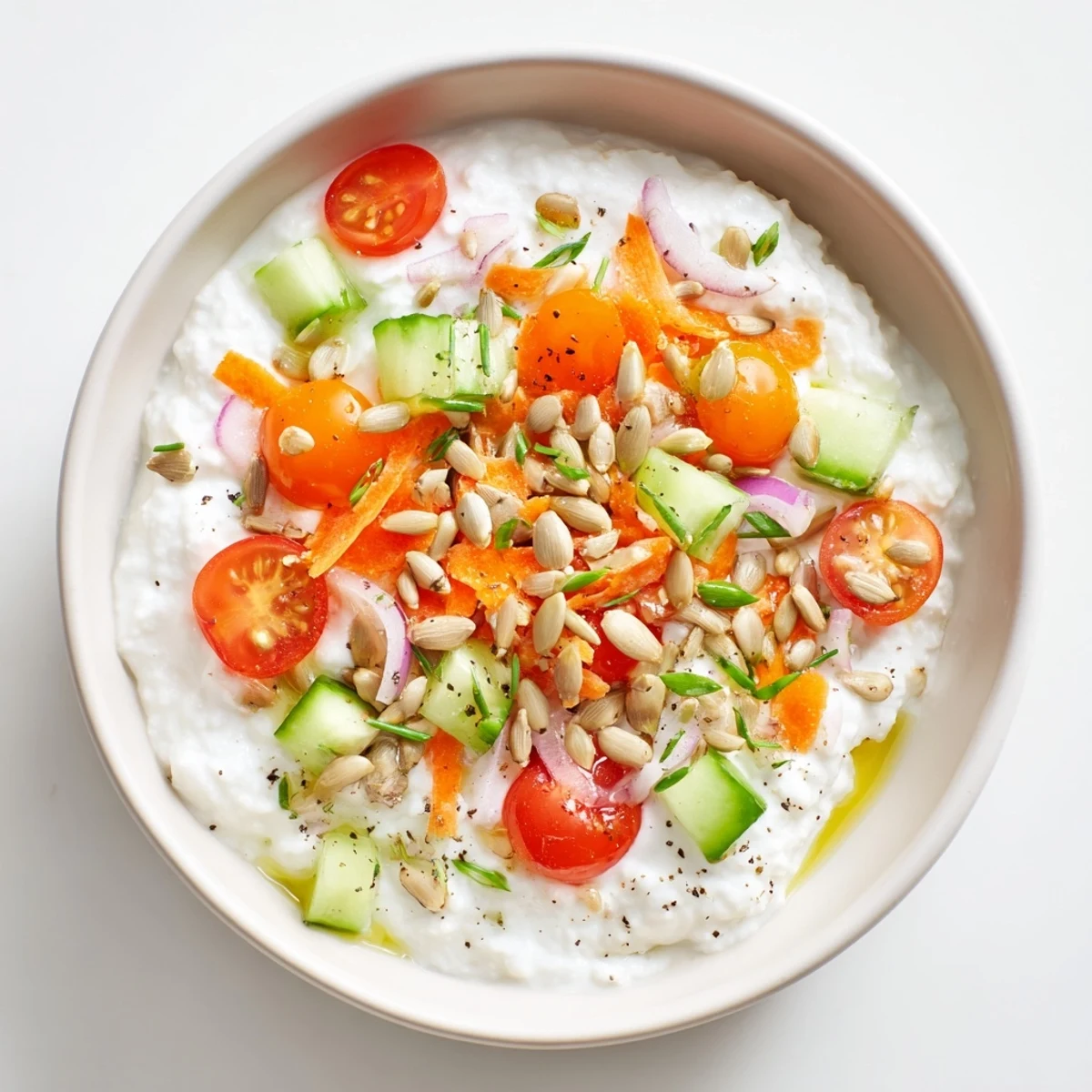 A colorful photo of a refreshing Cottage Cheese Snack Bowl, ready to be enjoyed as a snack.