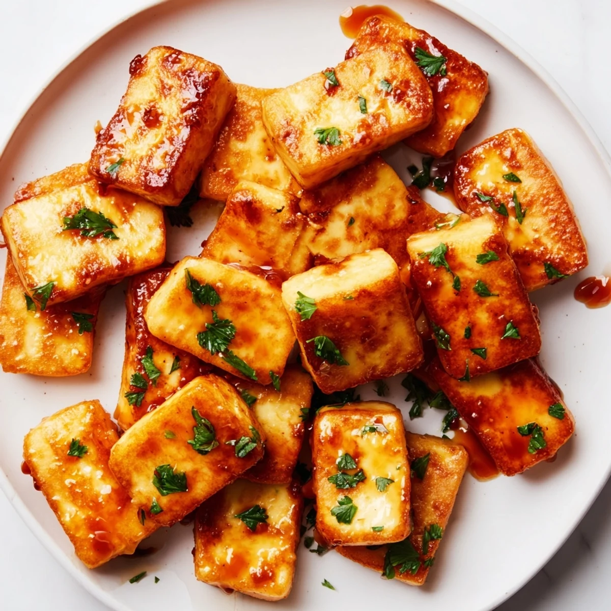 Golden fried Hot Honey Halloumi, glazed with glistening honey; a delicious Mediterranean appetizer.