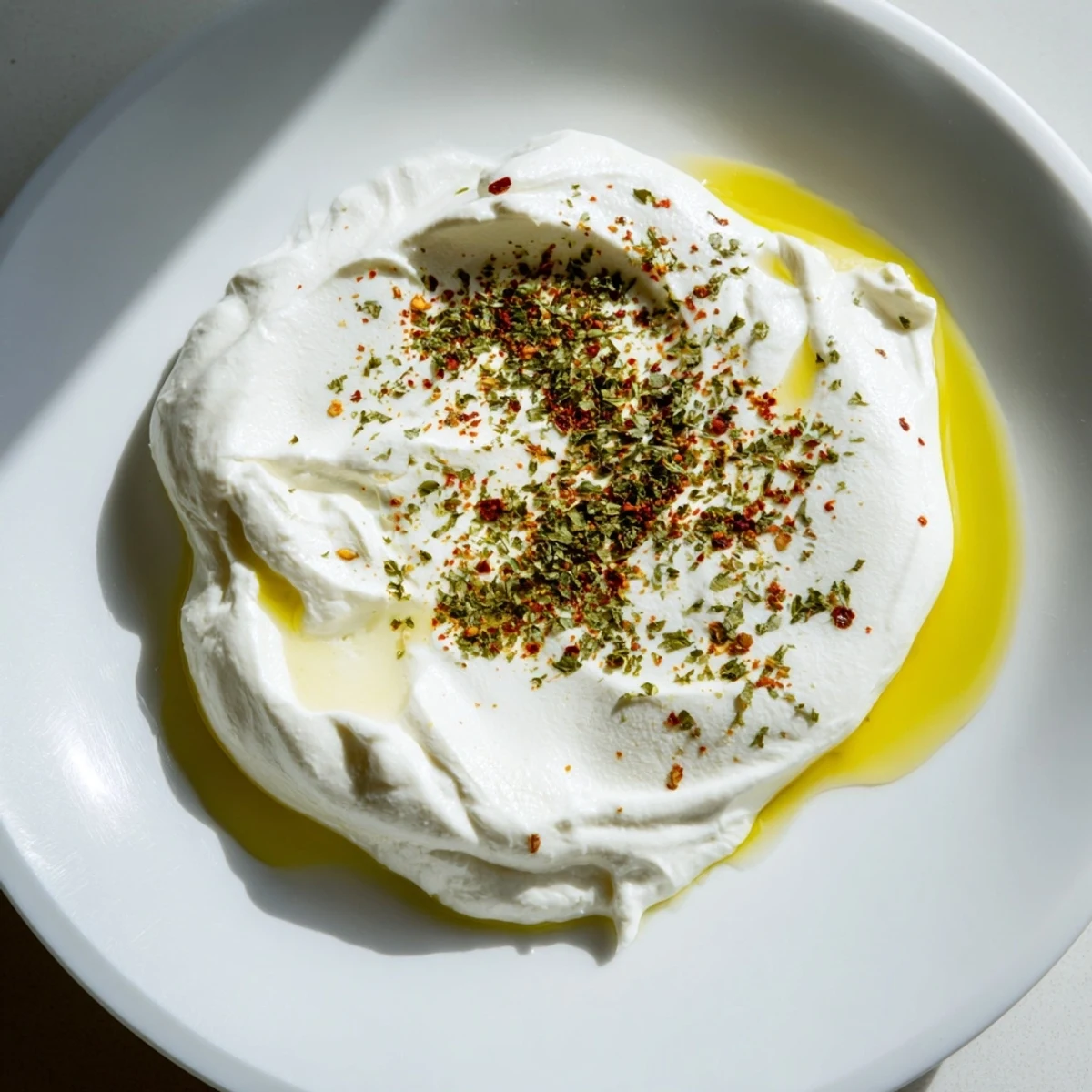 Tangy Levantine labneh, beautifully thick and strained, for easy spreading alongside warm pita bread.