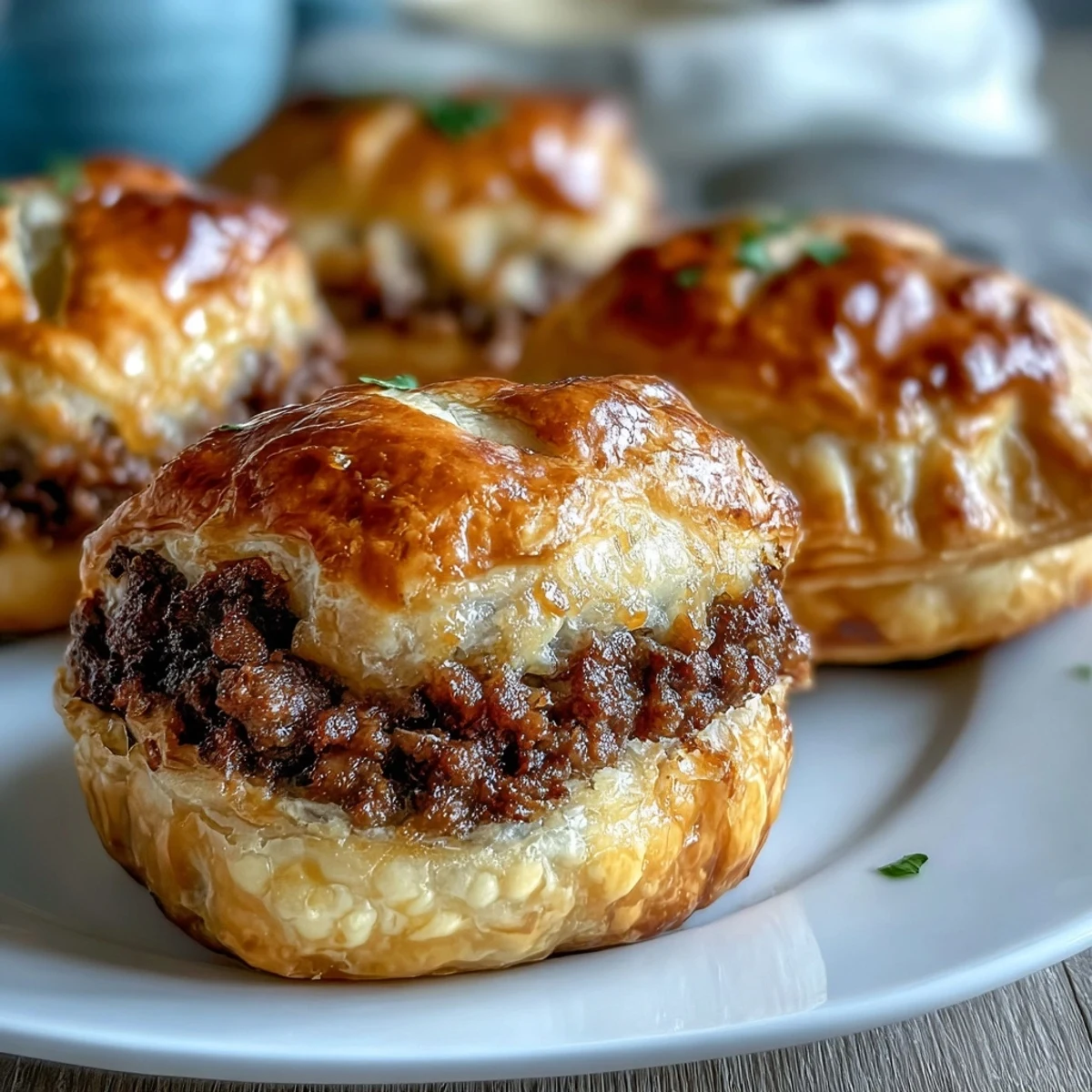 Golden-brown Mini Beef Tourtières with flaky cream cheese pastry, served warm with tangy cranberry chutney.