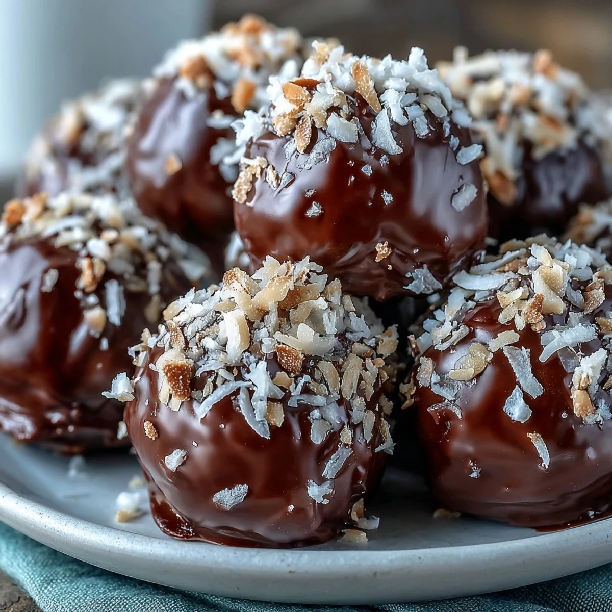 Glossy Chocolate Truffles coated in powdered sugar, ready to serve after chilling.