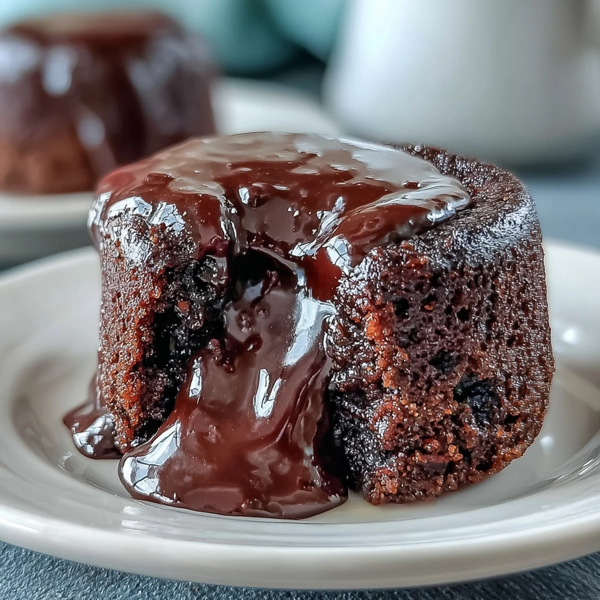 A rich, decadent Chocolate Lava Cakes with Espresso dessert features a gooey molten center and a dusting of cocoa powder.