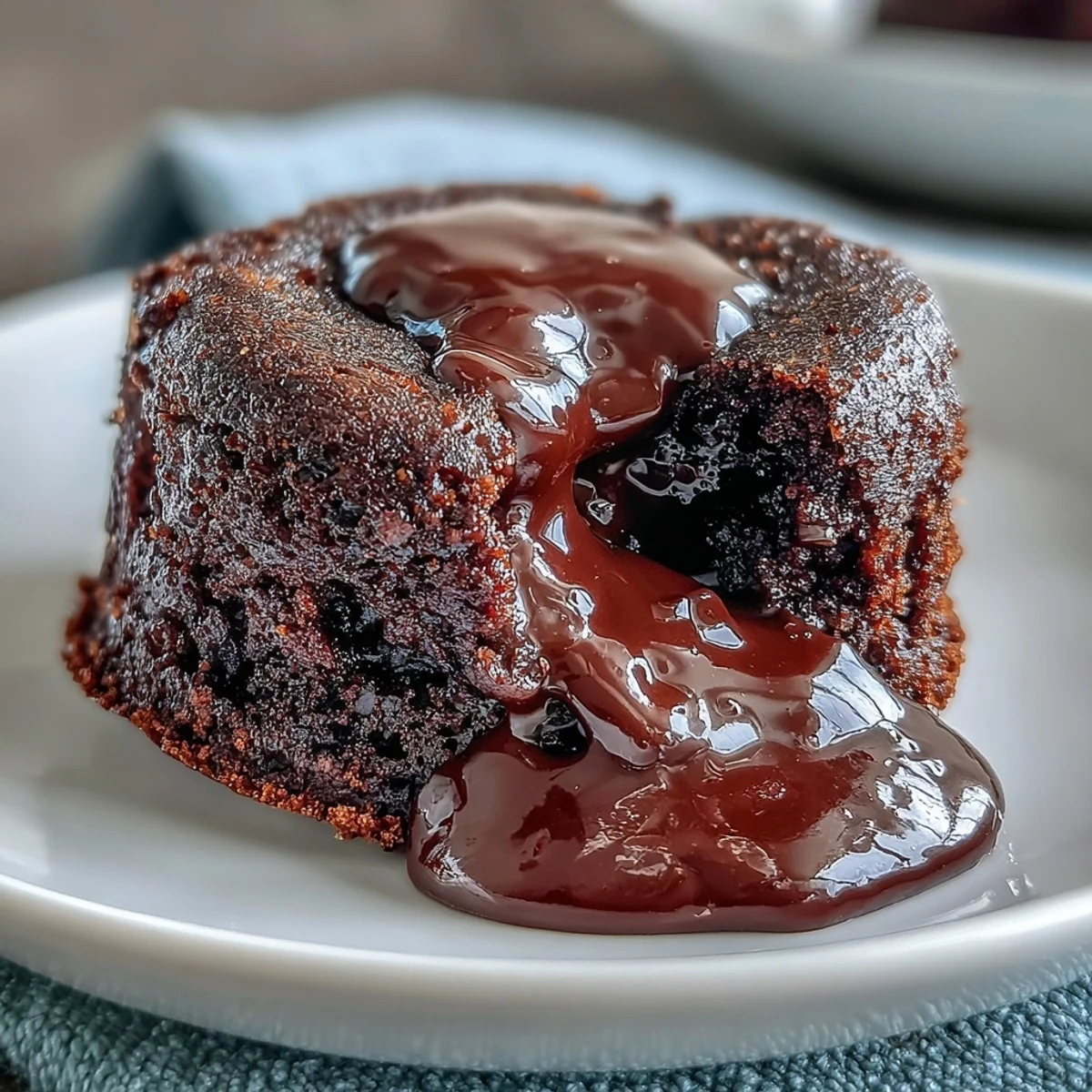Individual Chocolate Lava Cakes with Espresso are presented on a white plate, ready to be served with vanilla ice cream.