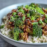 A close-up of Sweet and Spicy Turkey Broccoli Bowls with tender turkey, vibrant greens, and sesame seeds.