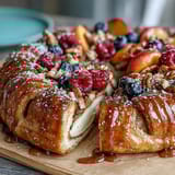 Rustic Summer Stone Fruit Galette with Frangipane, a golden pastry wrapped around juicy peaches, plums, and cherries with almond cream.  