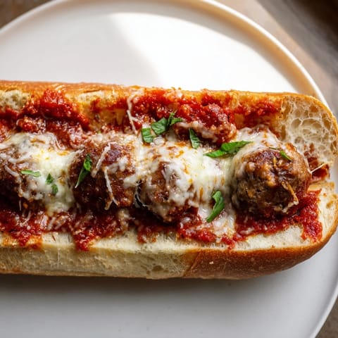 Meatball Marinara Sub Sandwiches overflowing with tender meatballs, melted mozzarella, and hearty marinara; delicious!