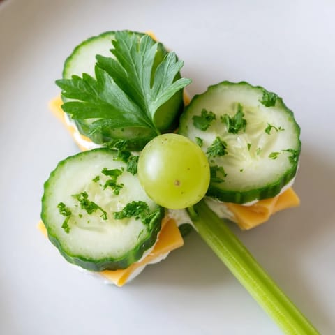 A cheerful view of the Lucky Four-Leaf Clover Snack, a fun, healthy snack for St. Patrick's Day.