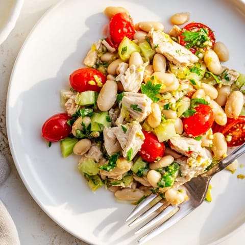 This easy Mediterranean-inspired salad makes a protein-packed main dish perfect for a light lunch or summer dinner.  