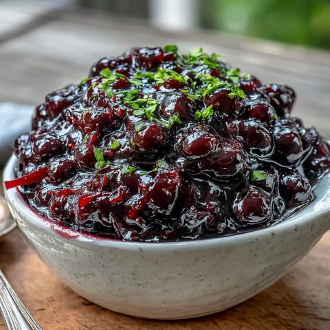 This glossy Black Currant Reduction is drizzled over sliced roasted duck for dinner.