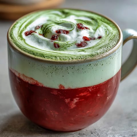 Warm Strawberry Matcha Latte