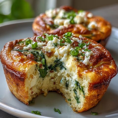 Fluffy egg muffins packed with spinach, bell peppers, and feta cheese—ideal for easy meal prep or brunch.  