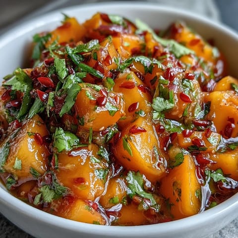 Vibrant mango habanero salsa with juicy tropical fruit and fiery peppers, perfect for chips or tacos.