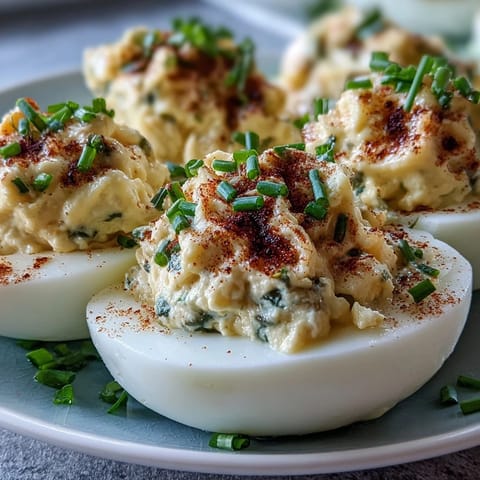 Creamy sweet pickle relish deviled eggs, beautifully garnished with paprika and chives.