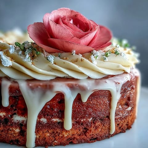 Bridal Shower Rosé Velvet Cake elegantly frosted, ready for celebration.
