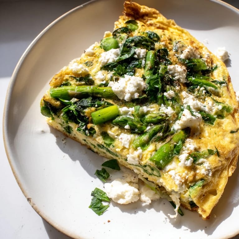 Enjoy the delicious, light meal of Meadow-Soft Cozy Plate: Frittata with a side of crusty bread.