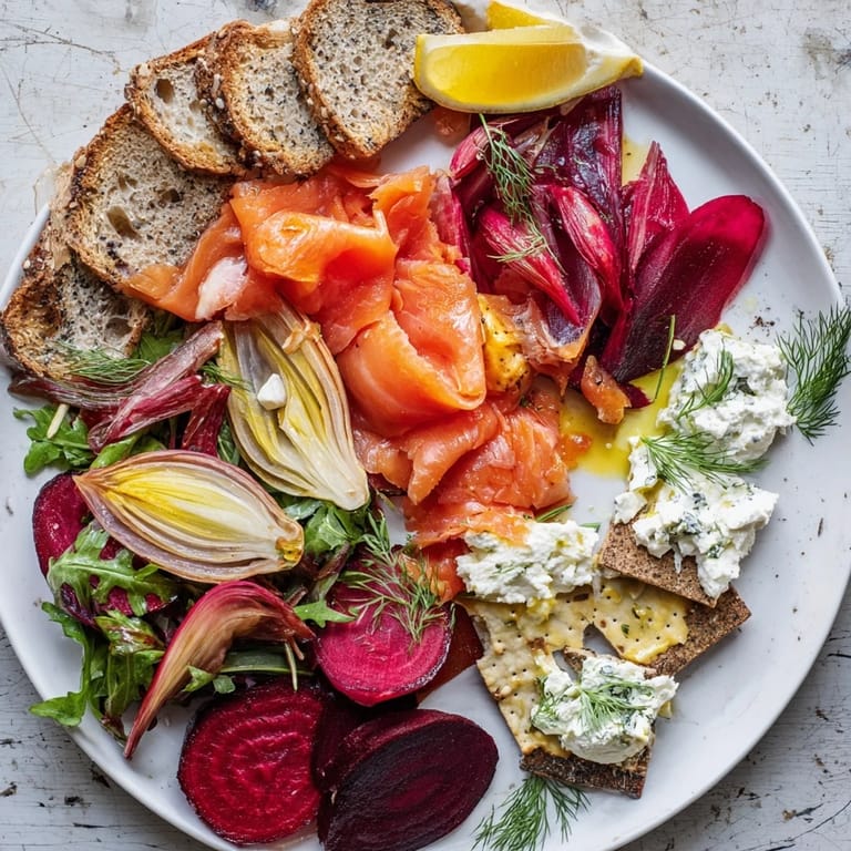 Beautifully plated Winter Harvest Smoked Salmon Board offering delicious flavors for your party or gathering.