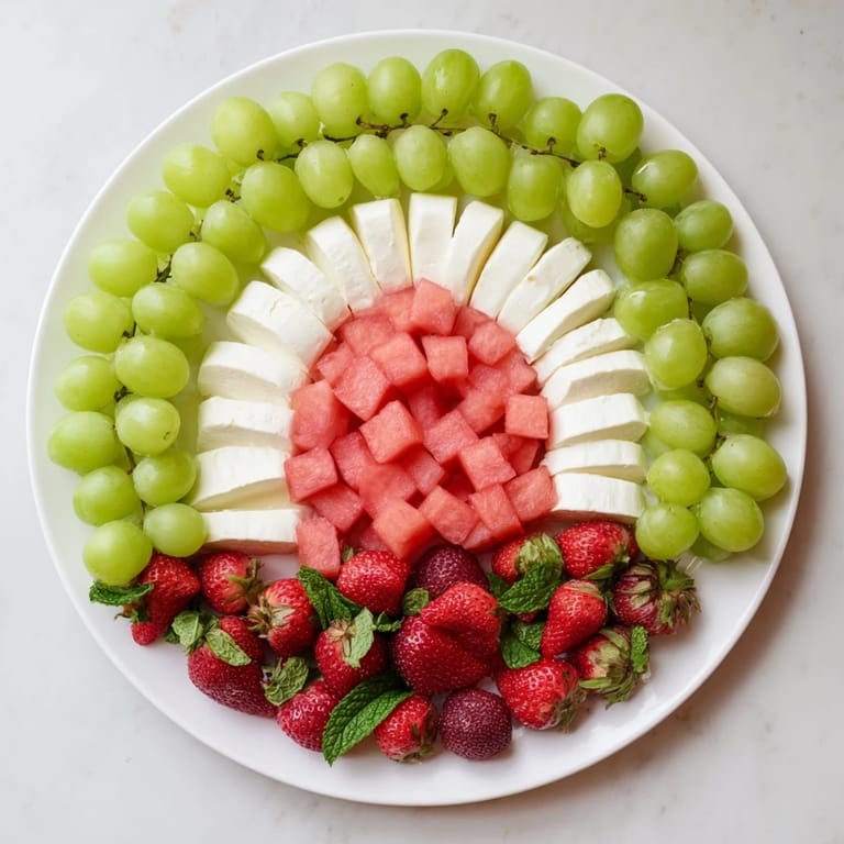 See a delicious Summer Watermelon Slice, a beautiful arrangement of fruit and cheese perfect for sharing.