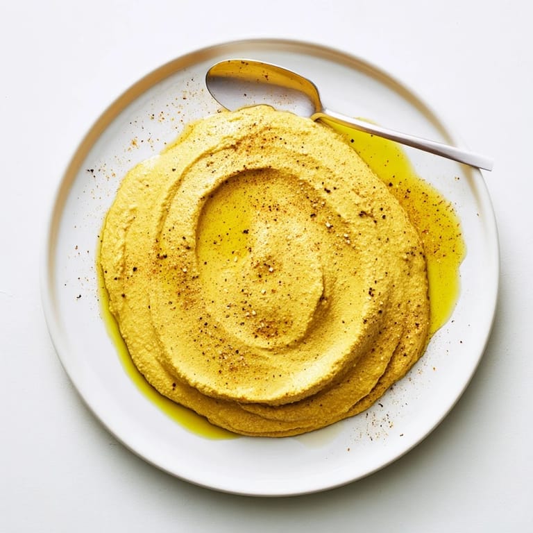 Smooth, nutty chickpea curry paste in a ceramic bowl, ready for dipping or spreading.