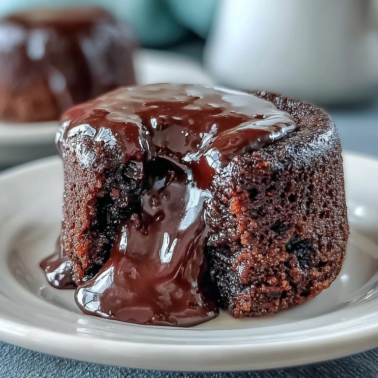 A rich, decadent Chocolate Lava Cakes with Espresso dessert features a gooey molten center and a dusting of cocoa powder.