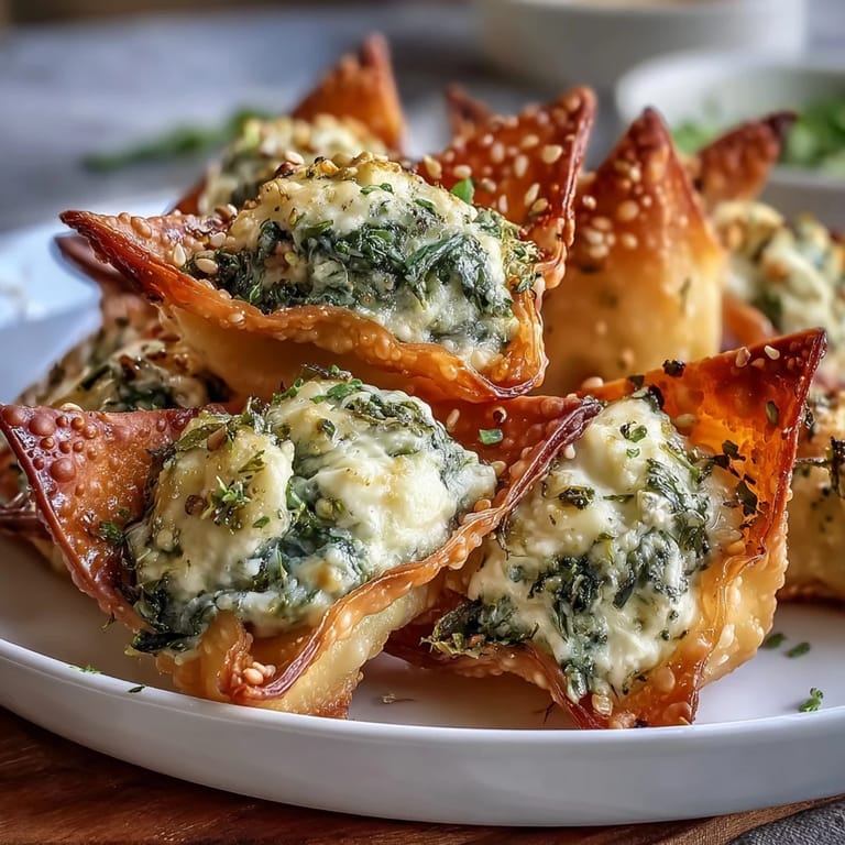 Freshly baked Mediterranean Spinach and Feta Cheese Crisps showing wilted greens and creamy feta inside crispy shells.