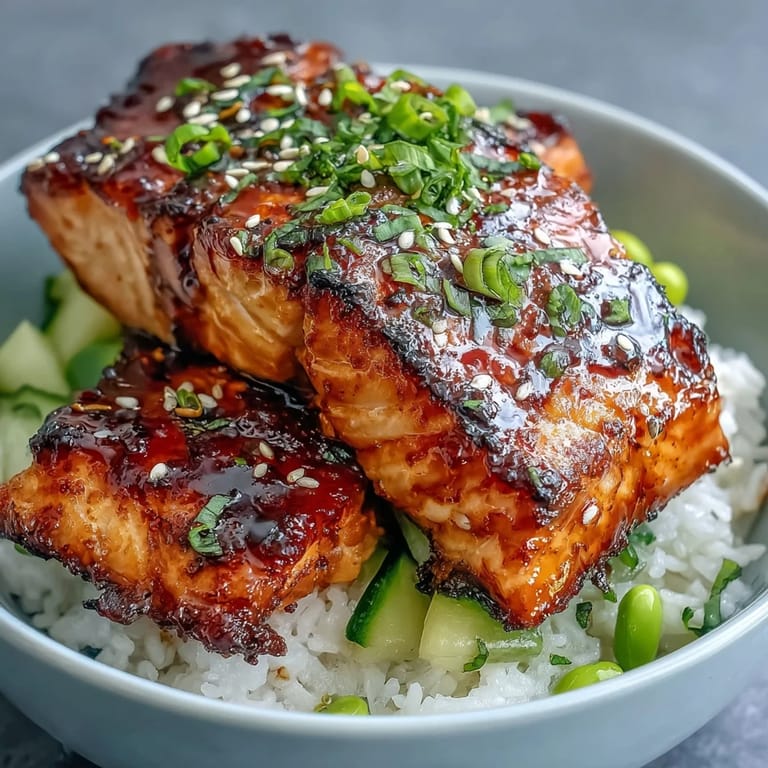 Healthy Baked Salmon Rice Bowl featuring tender salmon, steamed rice, crisp vegetables, and avocado, arranged neatly in a ceramic bowl for a quick weeknight dinner.