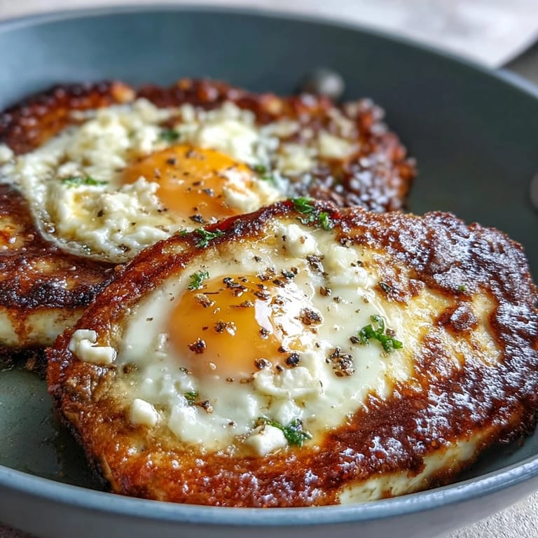 Served on toast with herbs, Crispy Feta Fried Eggs for a savory breakfast.
