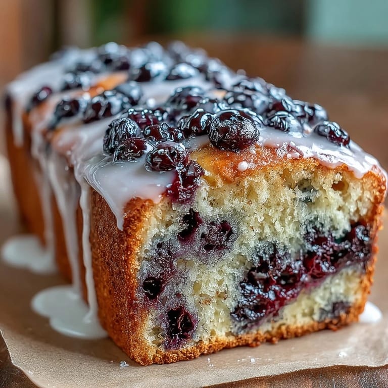 A moist blueberry lemon loaf with a sweet citrus glaze, baked golden and ideal for celebrating special moments with friends and family.