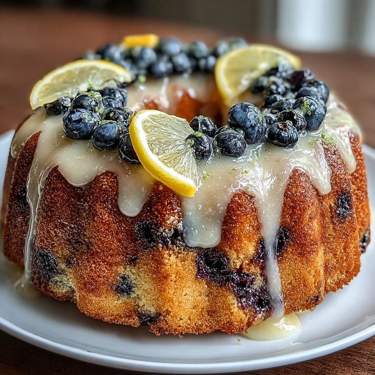 Adorable mini bundt cakes made with sourdough starter, studded with blueberries, and drizzled with sweet-tart lemon icing.  
