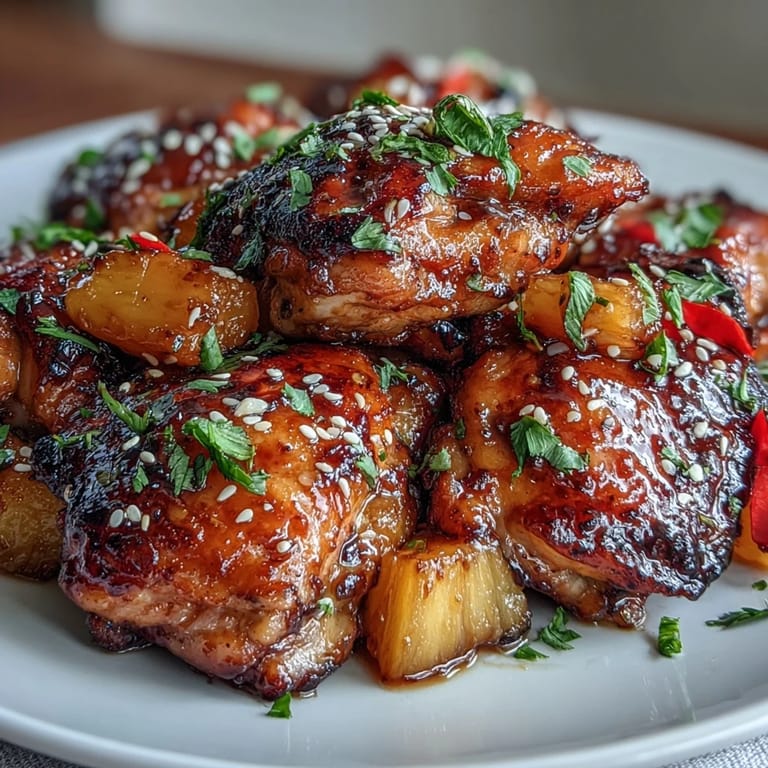 This easy Sticky Honey Garlic Chicken Pineapple Skillet combines sweet honey, garlic, and fresh pineapple for a tropical twist on classic chicken dinner.