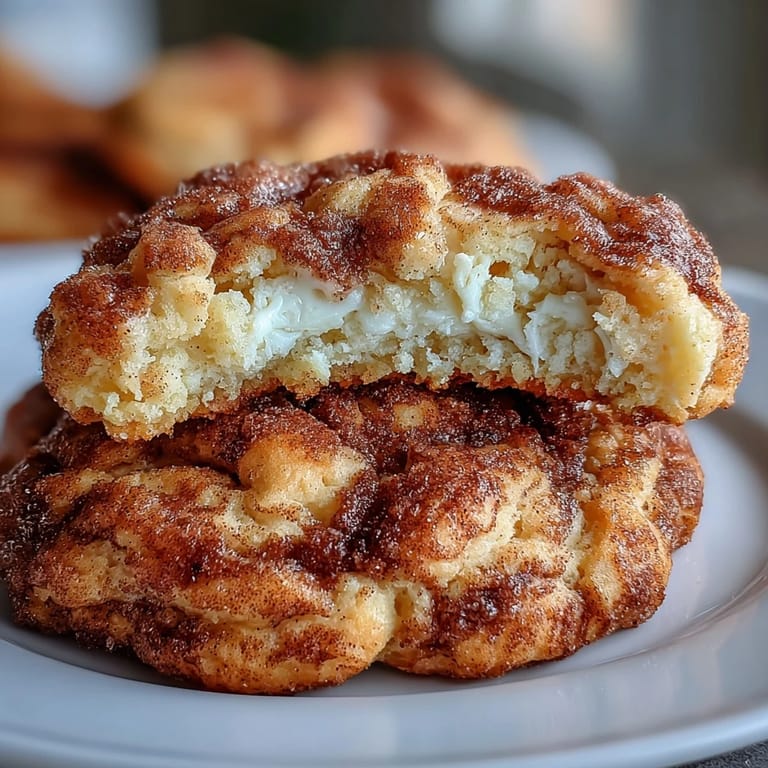 Pillowy cottage cheese cookies with a tangy twist, coated in fragrant cinnamon sugar for classic snickerdoodle flavor.
