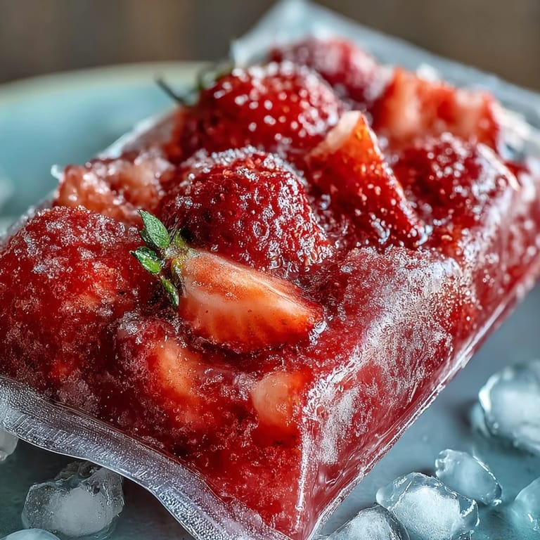 Icy strawberry pineapple daiquiri freezer pouches with fresh fruit and rum, ideal for warm weather sipping.