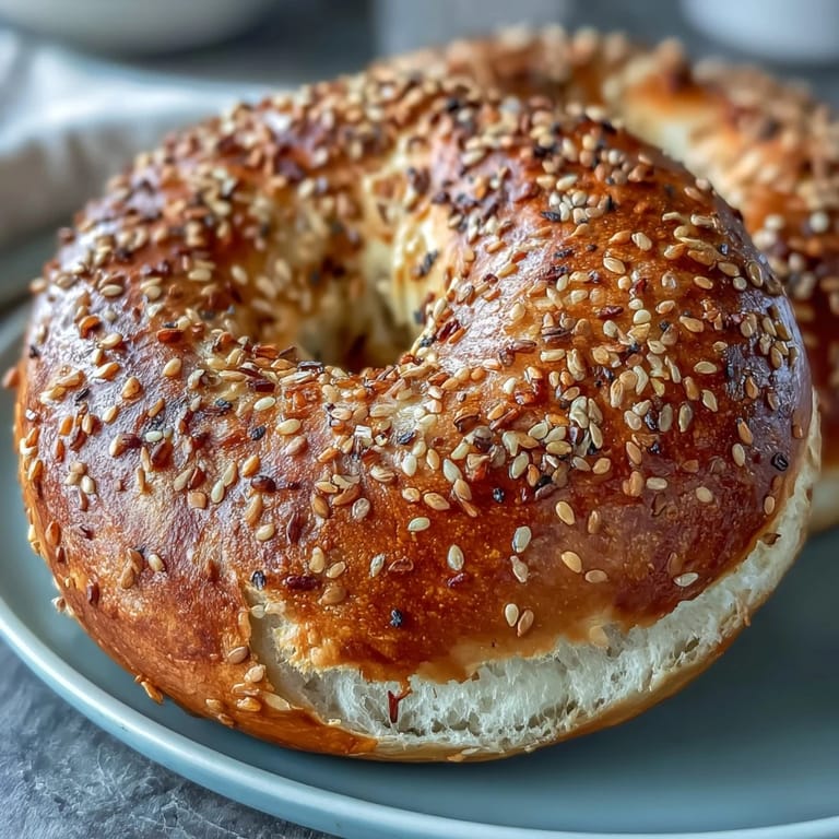 Soft, chewy cottage cheese bagels sprinkled with everything bagel seasoning, offering a protein-packed twist on a classic favorite.