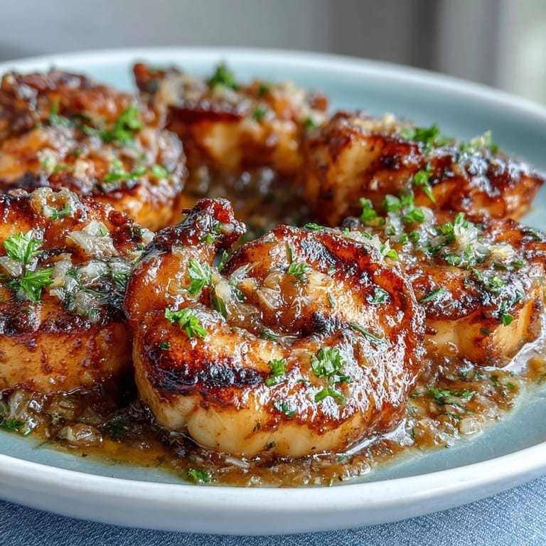 Plated lemon butter scallops with a golden crust, served alongside steamed asparagus for an elegant, light seafood dinner.