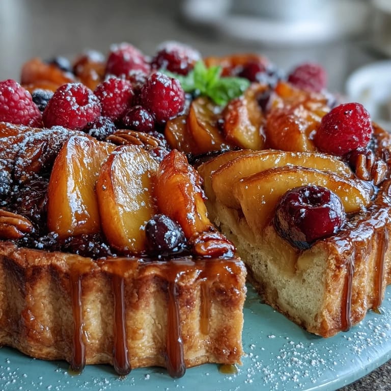 Buttery galette filled with ripe stone fruits and luscious frangipane, baked until golden and bubbling, perfect for summer gatherings.  