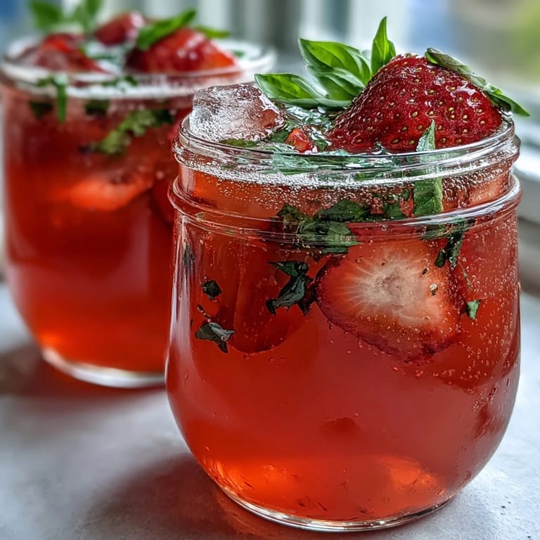 Refreshing Strawberry Basil Lemonade Mocktail: This pitcher features sweet strawberries, bright lemon, and aromatic basil, ideal for hot days and gatherings.