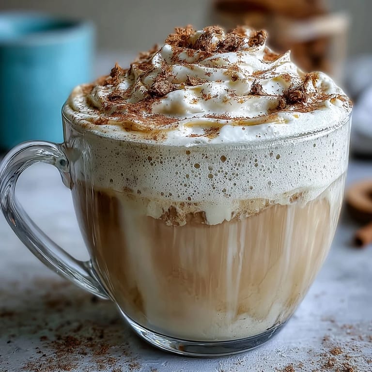 Warm dandelion root tea latte featuring oat milk, vanilla, and a hint of maple syrup in a cozy mug.