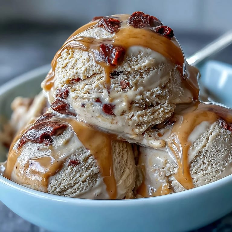 Scoop a serving of luscious 4-ingredient peanut butter banana ice cream, ready to enjoy.
