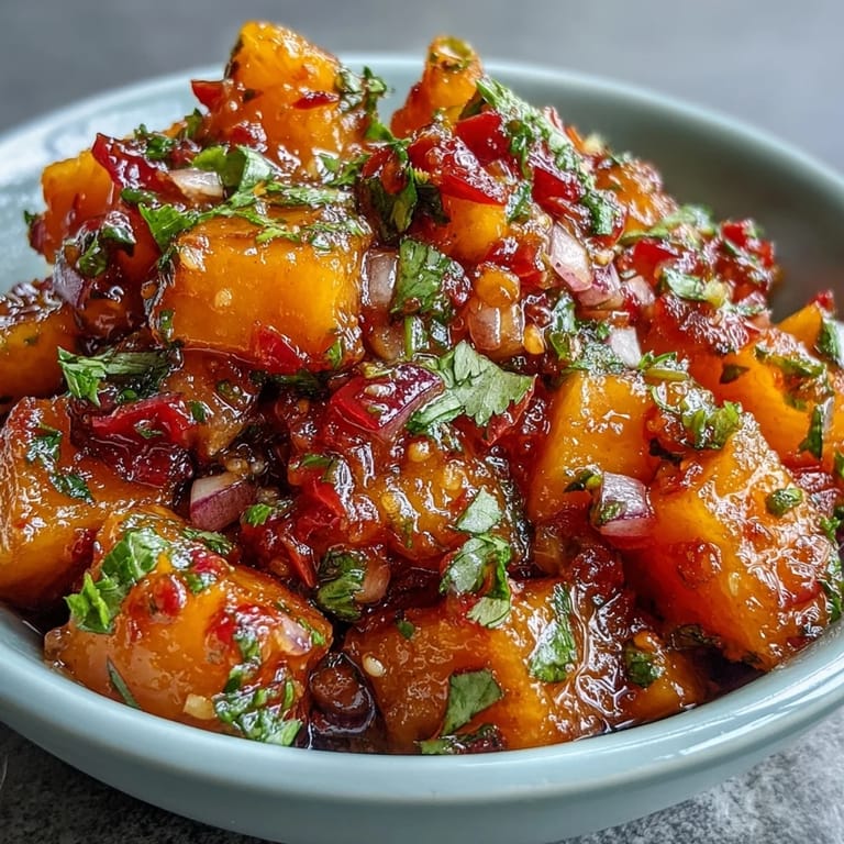 Colorful mango habanero salsa featuring ripe mango, spicy habanero, and crisp bell pepper, ideal for summer grilling.