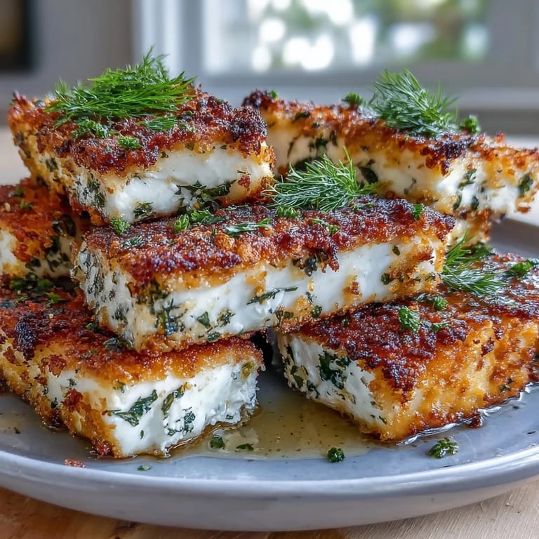 Crispy baked feta coated in panko, finished with honey drizzle and aromatic herbs, served as a savory-sweet starter.