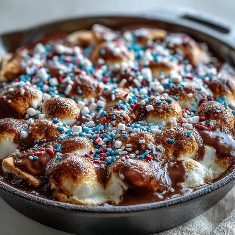 Golden, melted marshmallows top our easy 4th of July S'mores Dip.