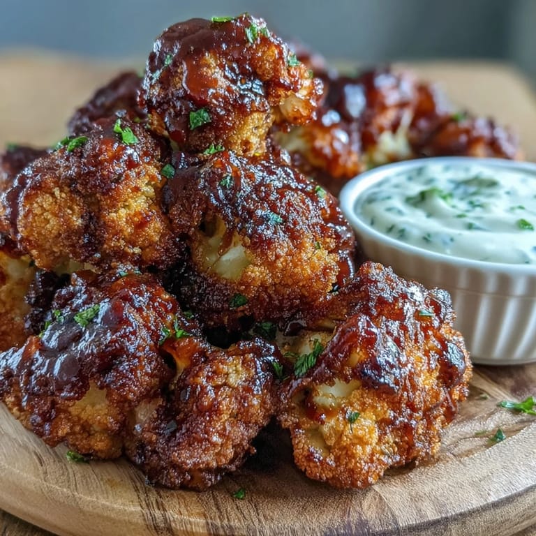 Golden oven-baked vegan BBQ wings served with zesty homemade ranch dressing.