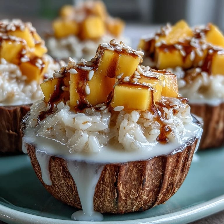 Easy Thai coconut mango sticky rice cups, a perfect summery treat.