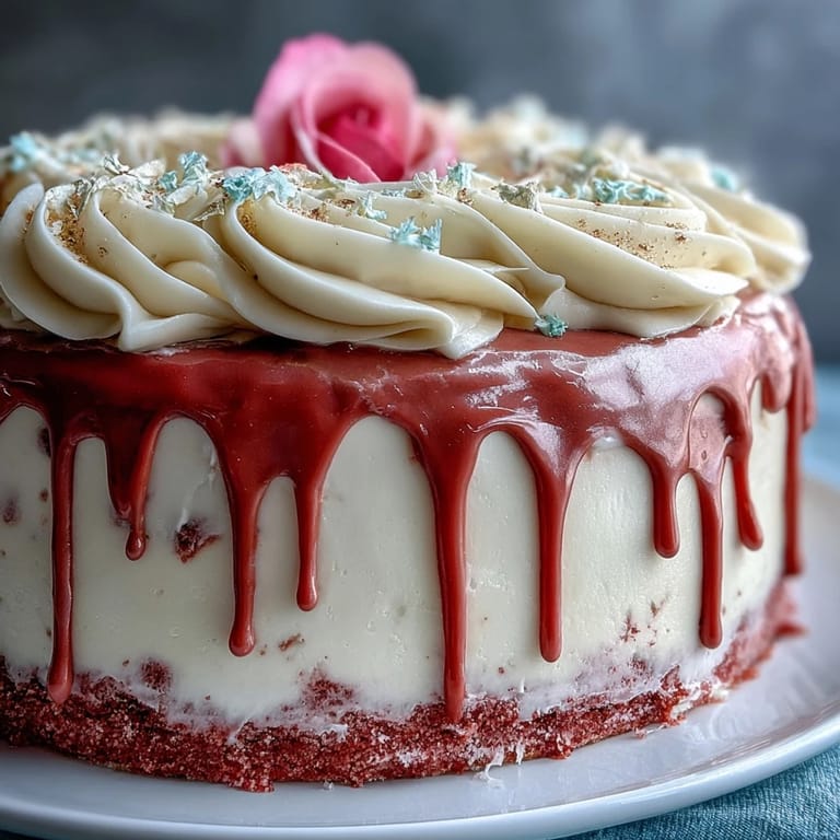 Decadent Bridal Shower Rosé Velvet Cake, a perfect sweet centerpiece.